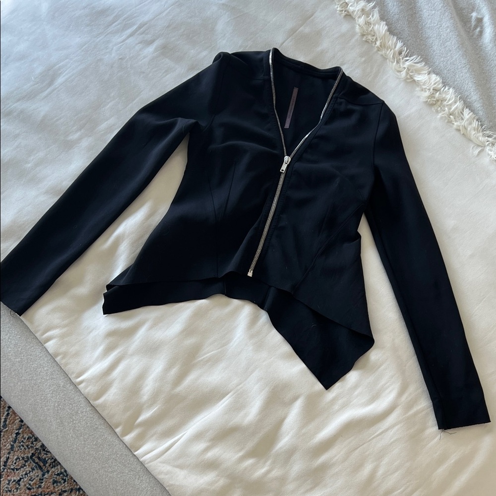 Rick Owen’s Lilies black zipper peplum cardigan sweater/jacket